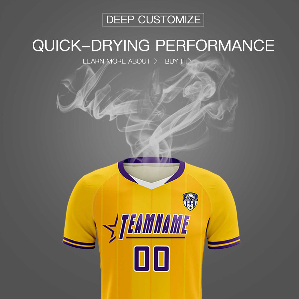 Custom Gold Classic Striped Personalized Soccer Tops/Sets Jersey