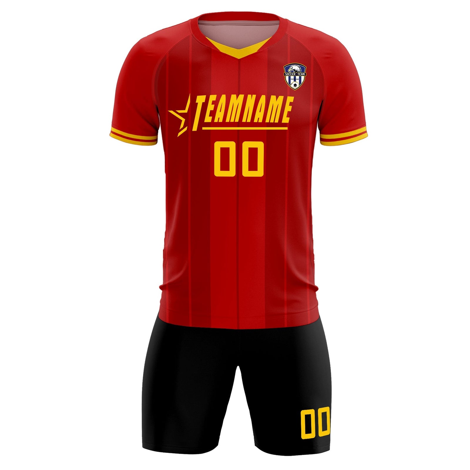 Custom Red Classic Striped Personalized Soccer Tops/Sets Jersey