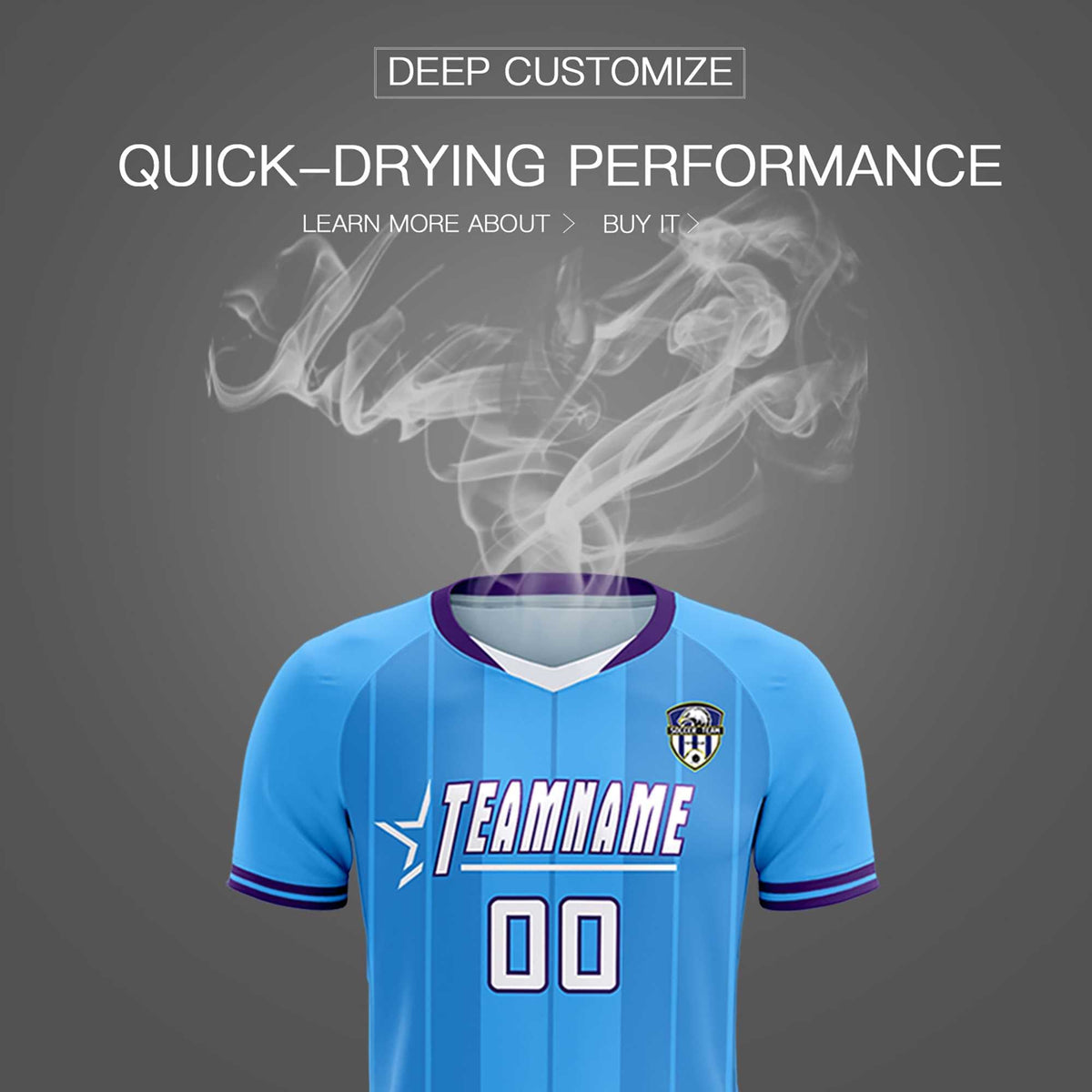 Custom Powder Blue Classic Striped Personalized Soccer Tops/Sets Jersey