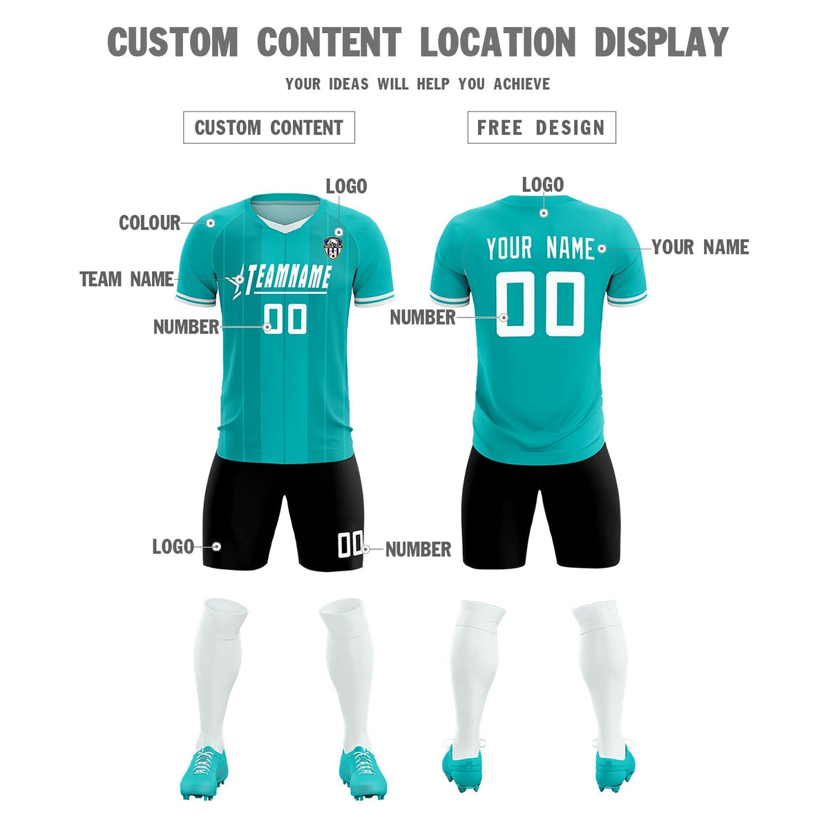 Custom Green Classic Striped Personalized Soccer Tops/Sets Jersey