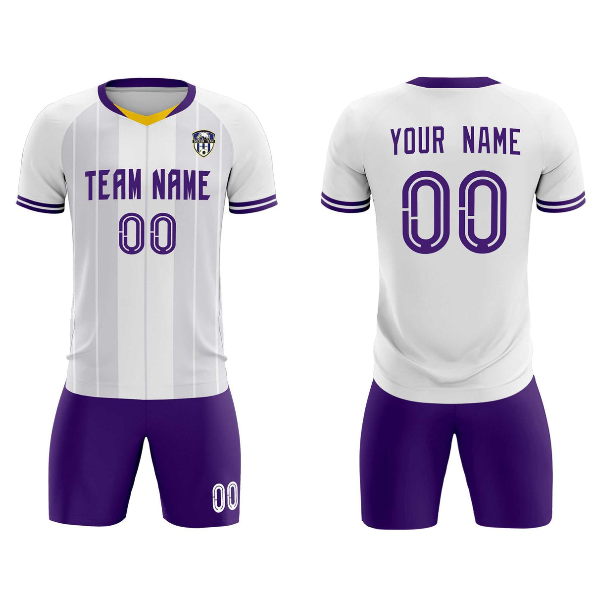 Custom White Classic Striped Personalized Soccer Tops/Sets Jersey