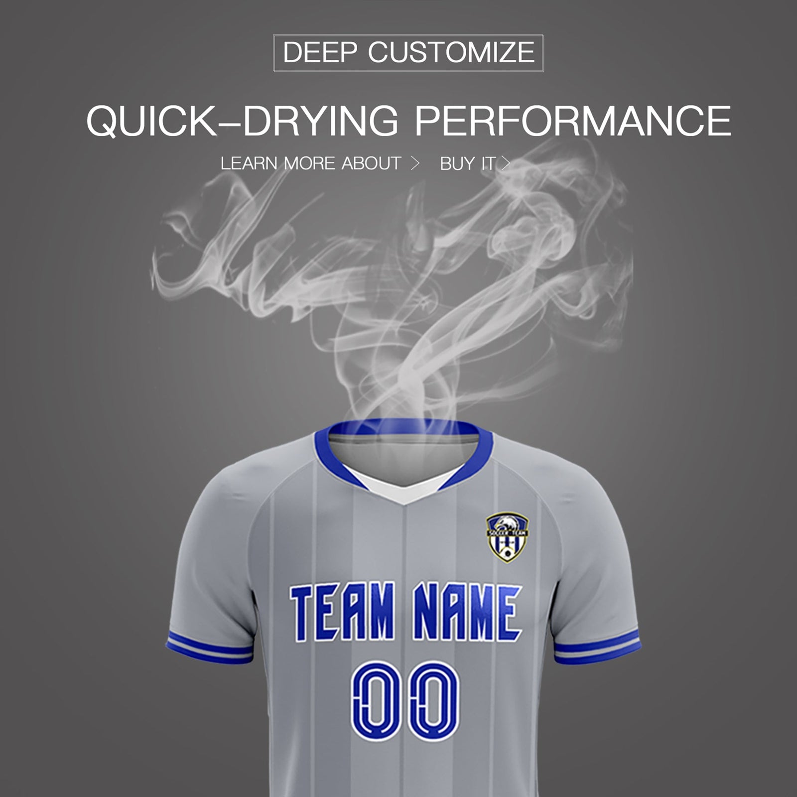 Custom Gray Classic Striped Personalized Soccer Tops/Sets Jersey