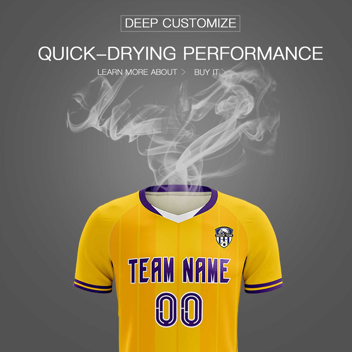 Custom Gold Classic Striped Personalized Soccer Tops/Sets Jersey