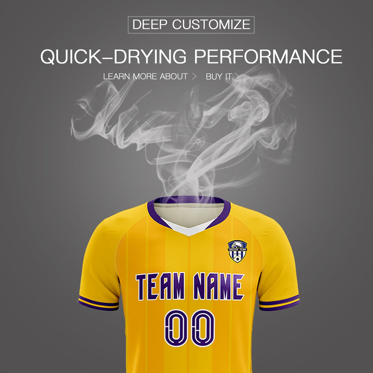 Custom Gold Classic Striped Personalized Soccer Tops/Sets Jersey