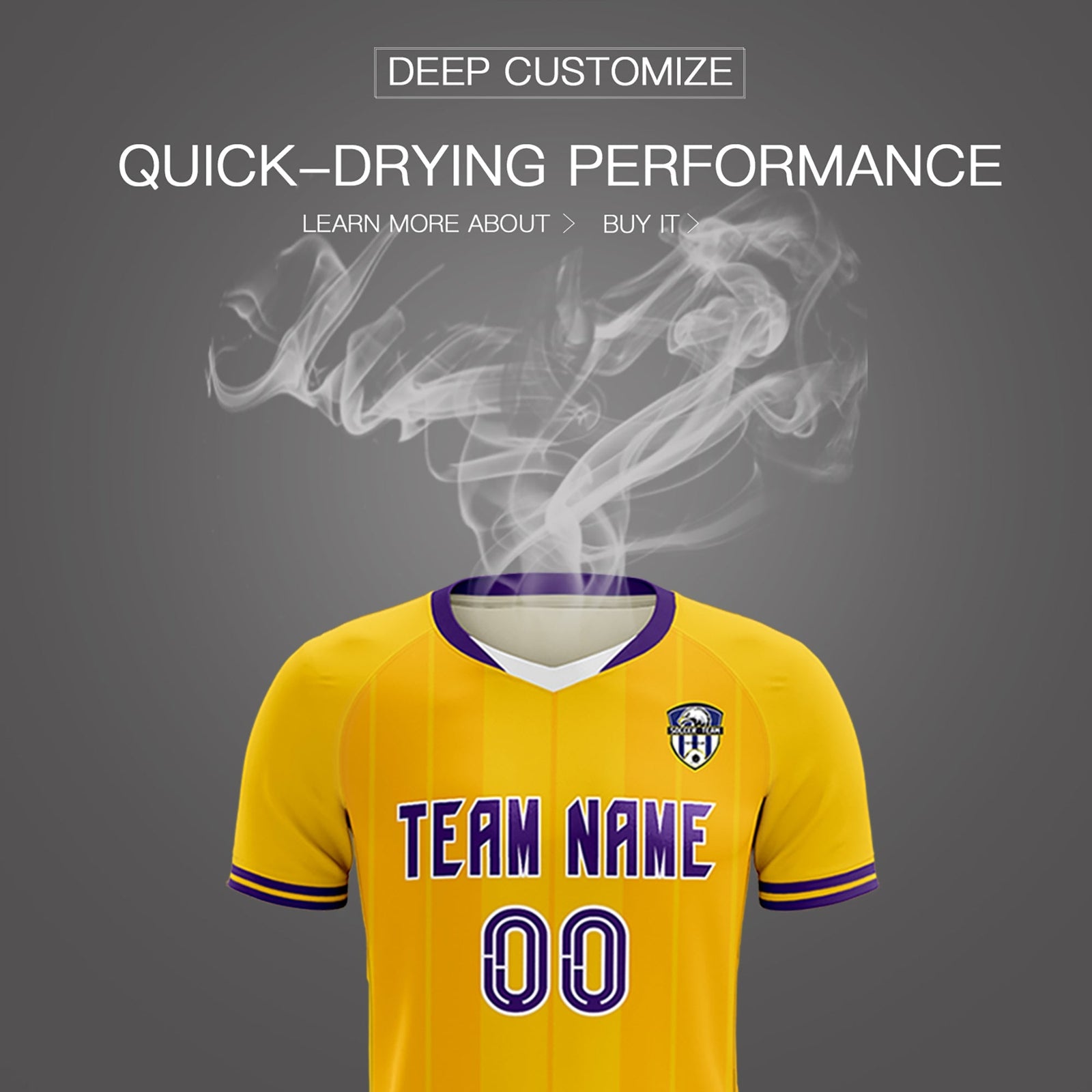 Custom Gold Classic Striped Personalized Soccer Tops/Sets Jersey