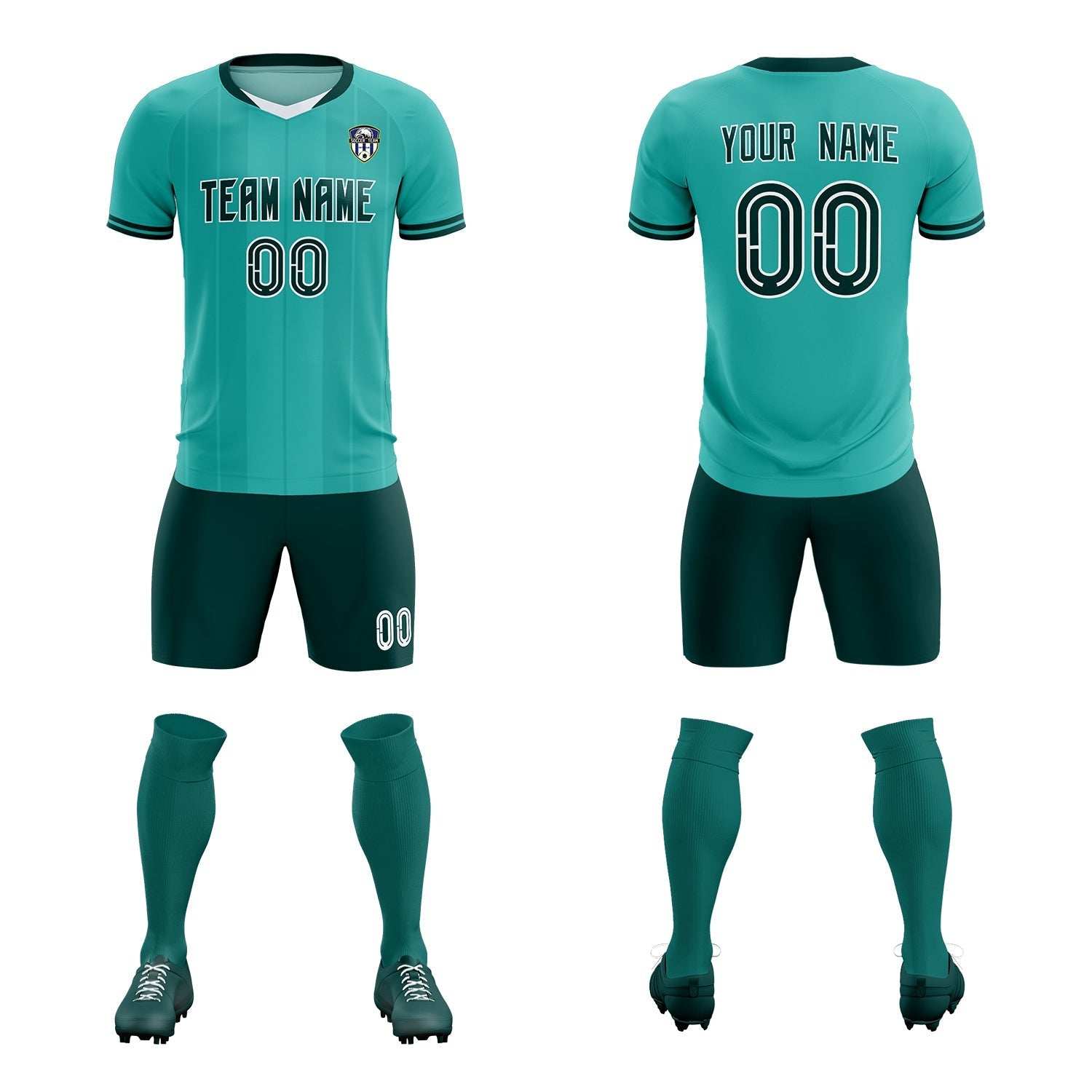 Custom Bright Green Classic Striped Personalized Soccer Tops/Sets Jersey