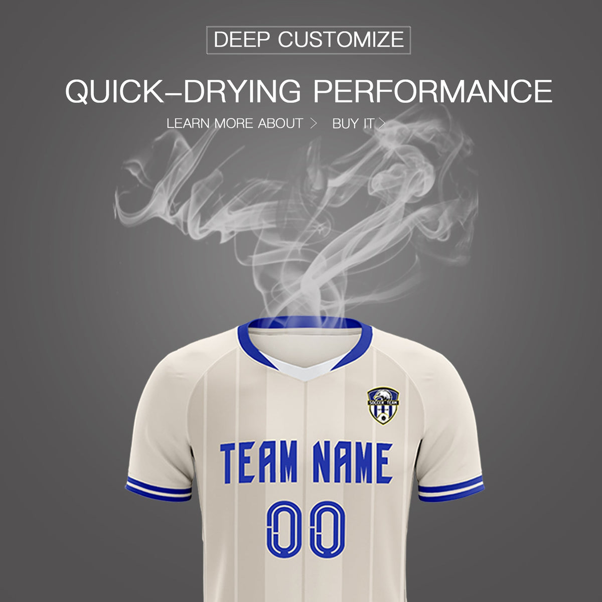 Custom Cream Classic Striped Personalized Soccer Tops/Sets Jersey
