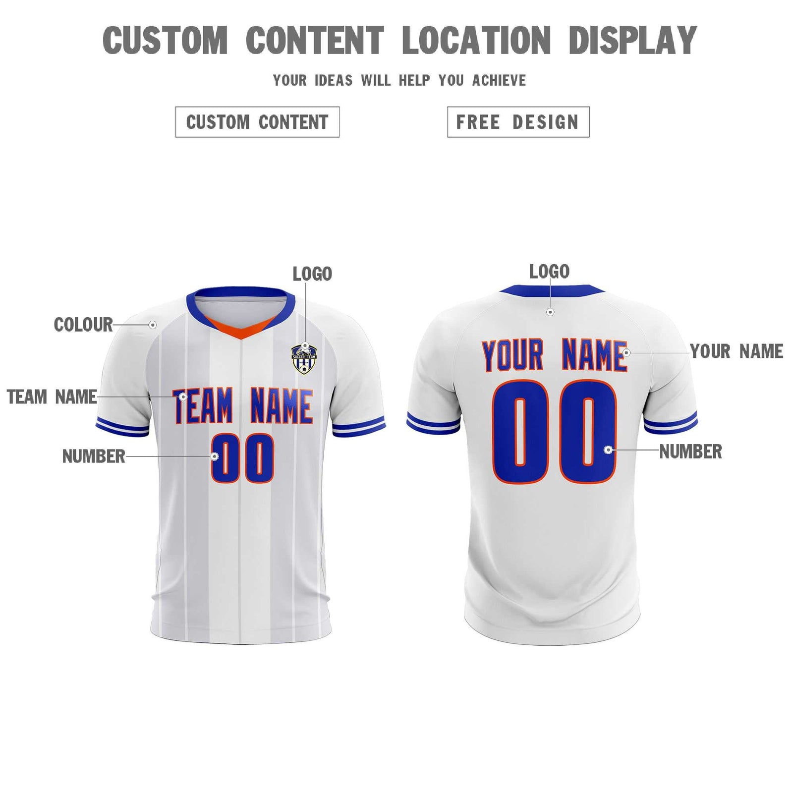Custom White Classic Striped Personalized Soccer Tops/Sets Jersey