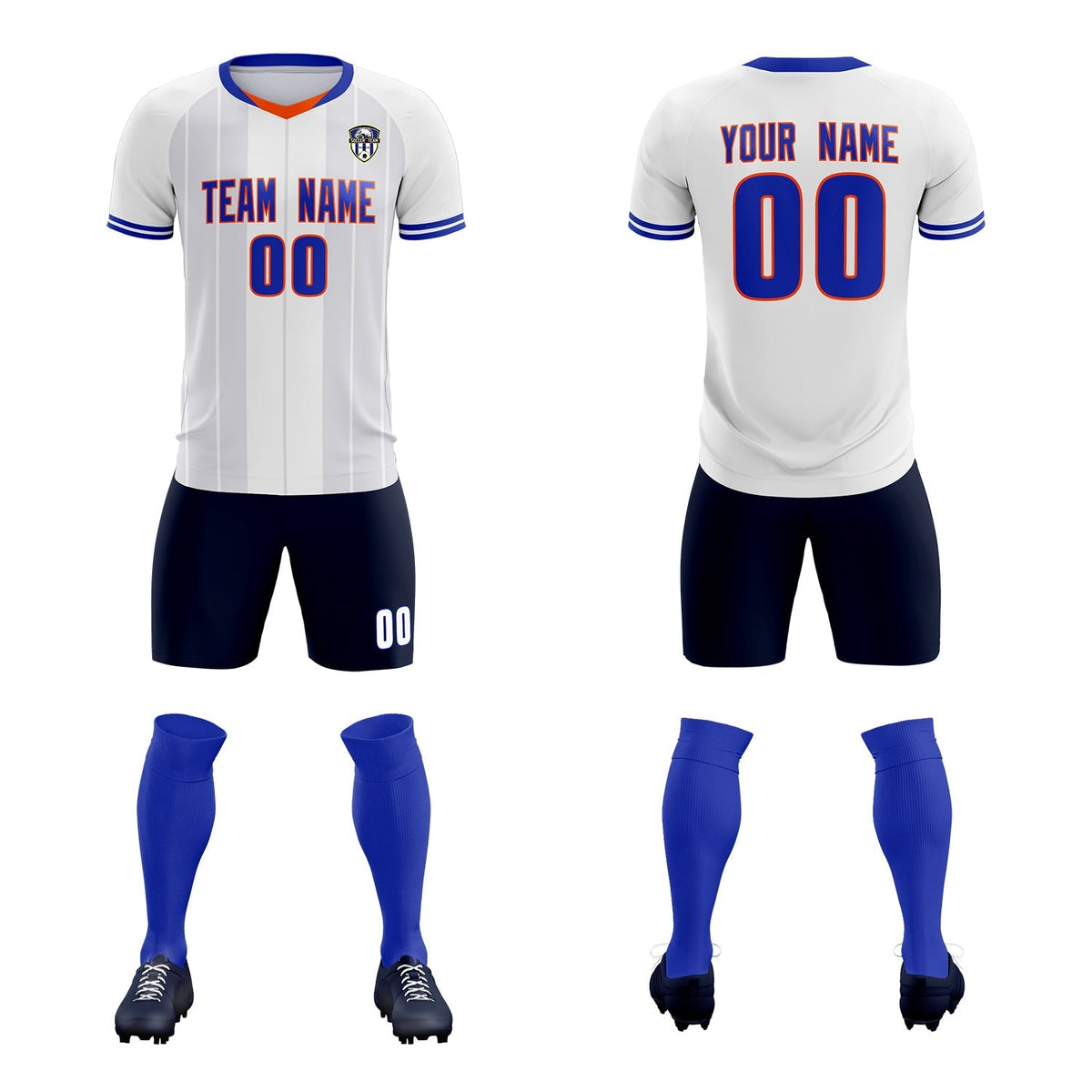 Custom White Classic Striped Personalized Soccer Tops/Sets Jersey