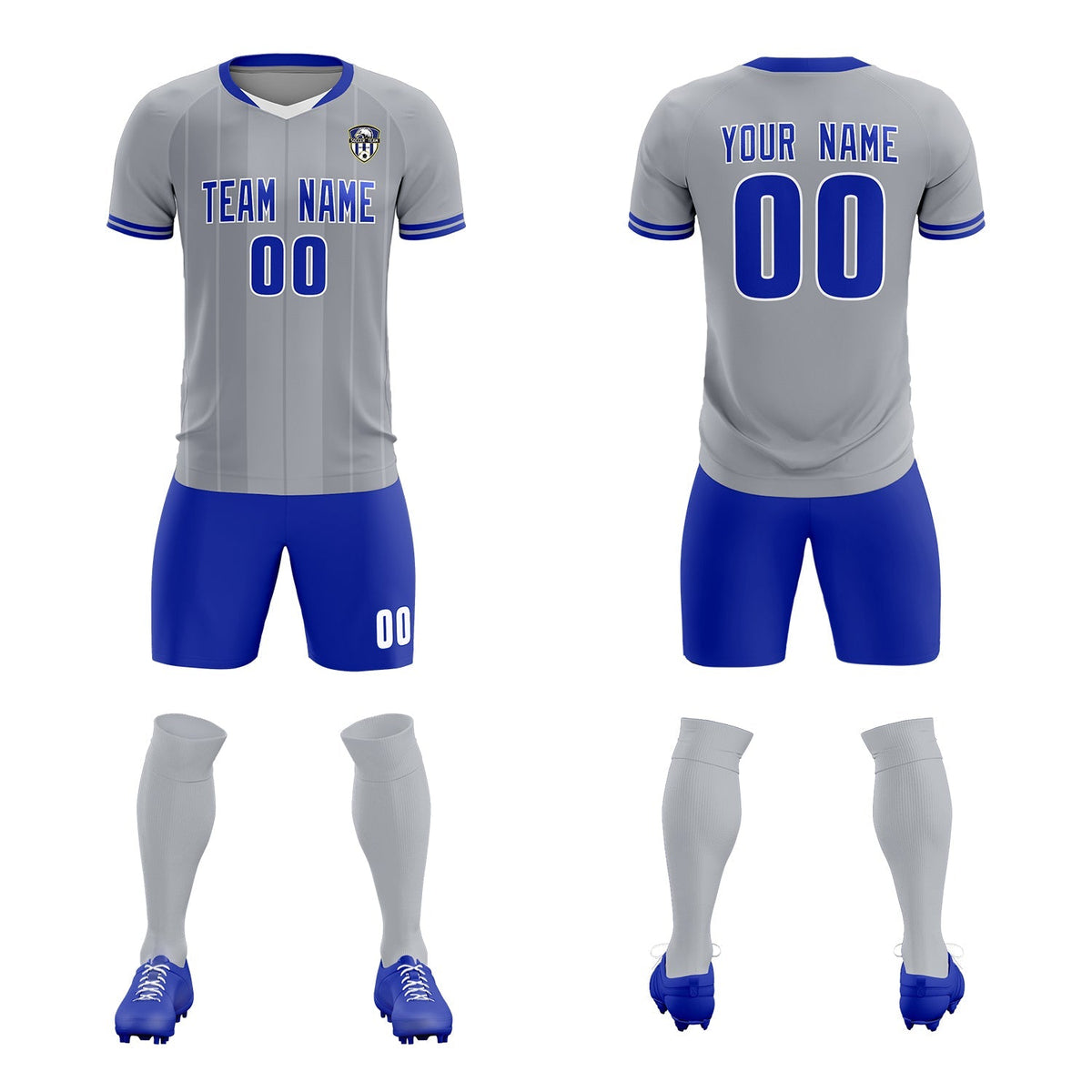 Custom Gray Classic Striped Personalized Soccer Tops/Sets Jersey