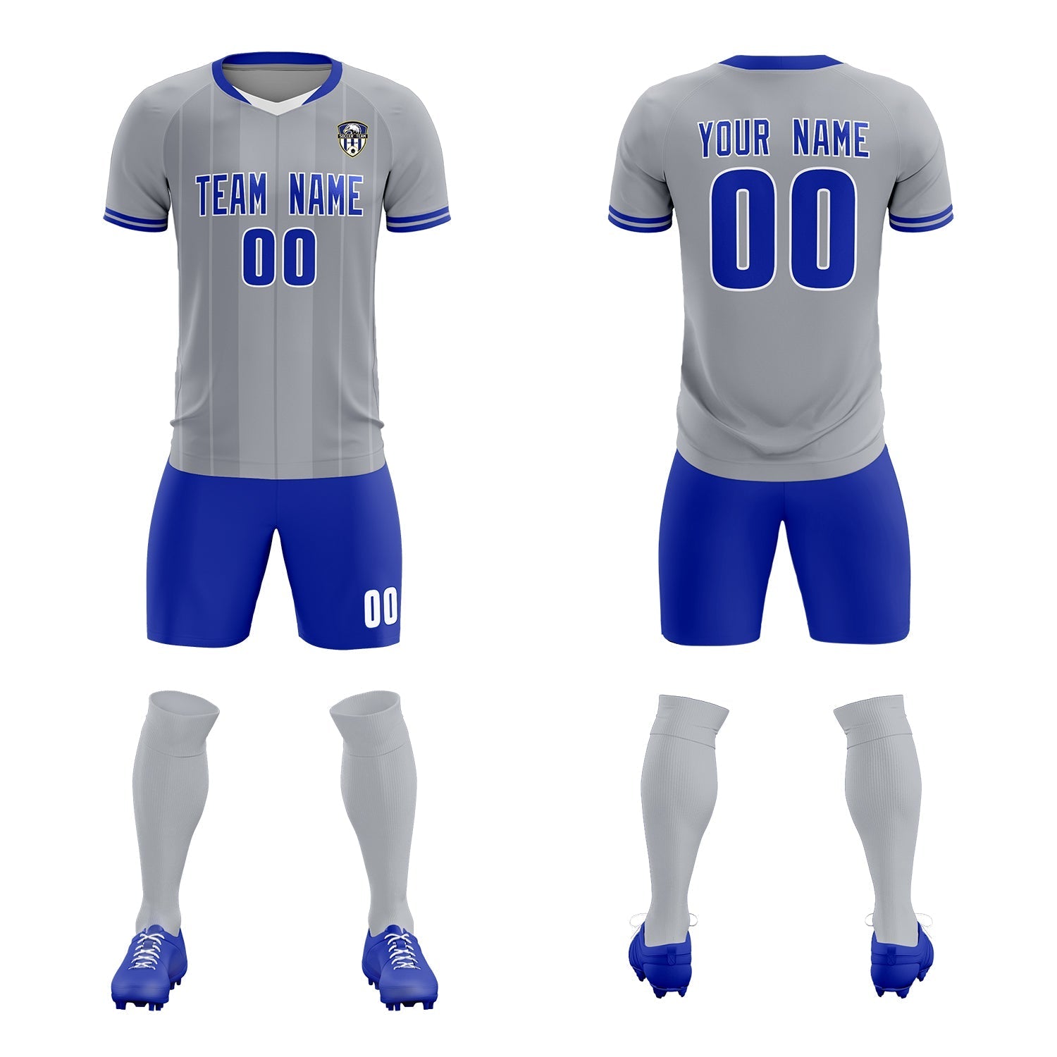 Custom Gray Classic Striped Personalized Soccer Tops/Sets Jersey