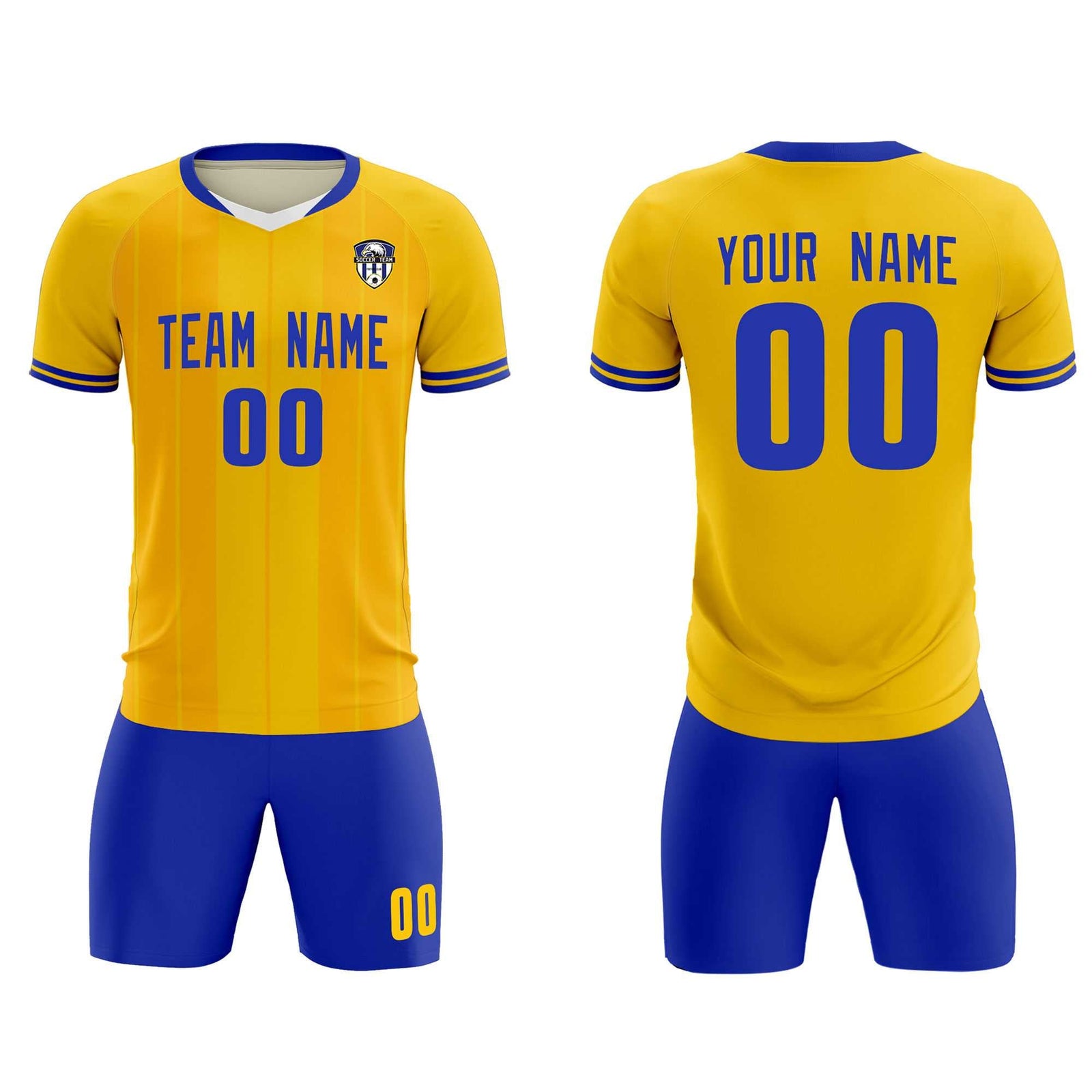 Custom Gold Classic Striped Personalized Soccer Tops/Sets Jersey