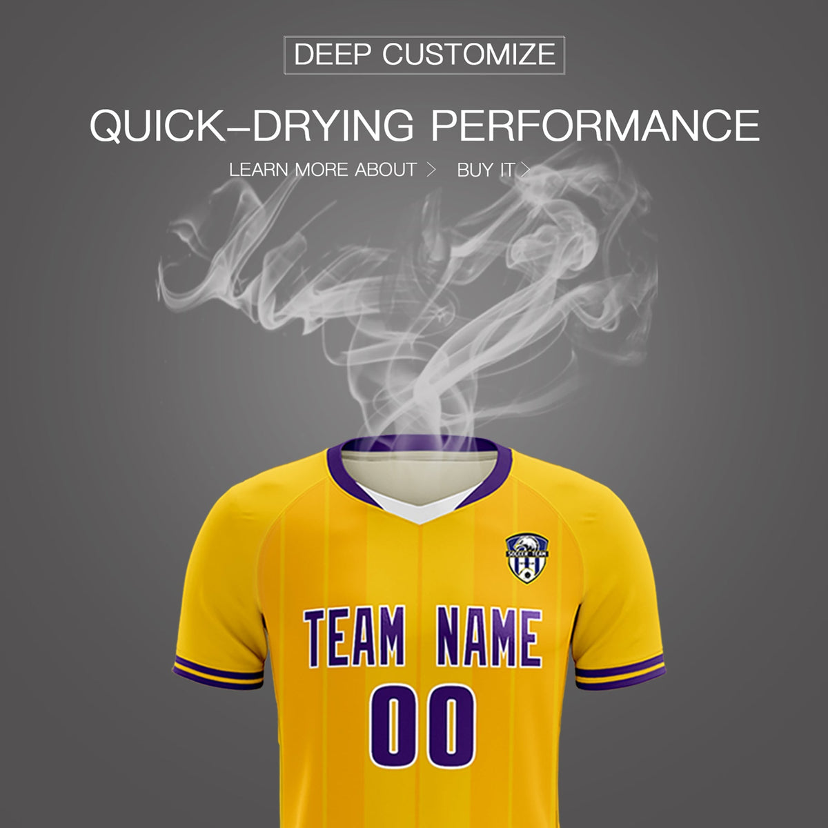 Custom Gold Classic Striped Personalized Soccer Tops/Sets Jersey