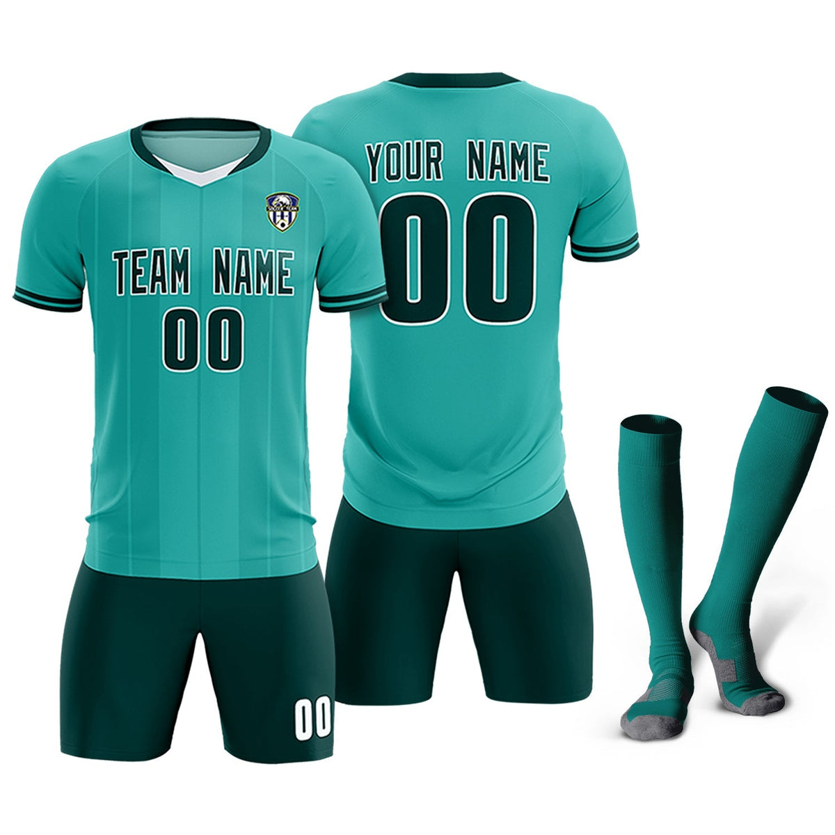 Custom Bright Green Classic Striped Personalized Soccer Tops/Sets Jersey