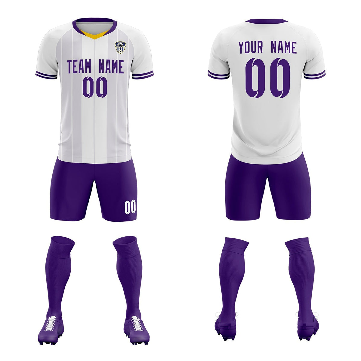 Custom White Classic Striped Personalized Soccer Tops/Sets Jersey