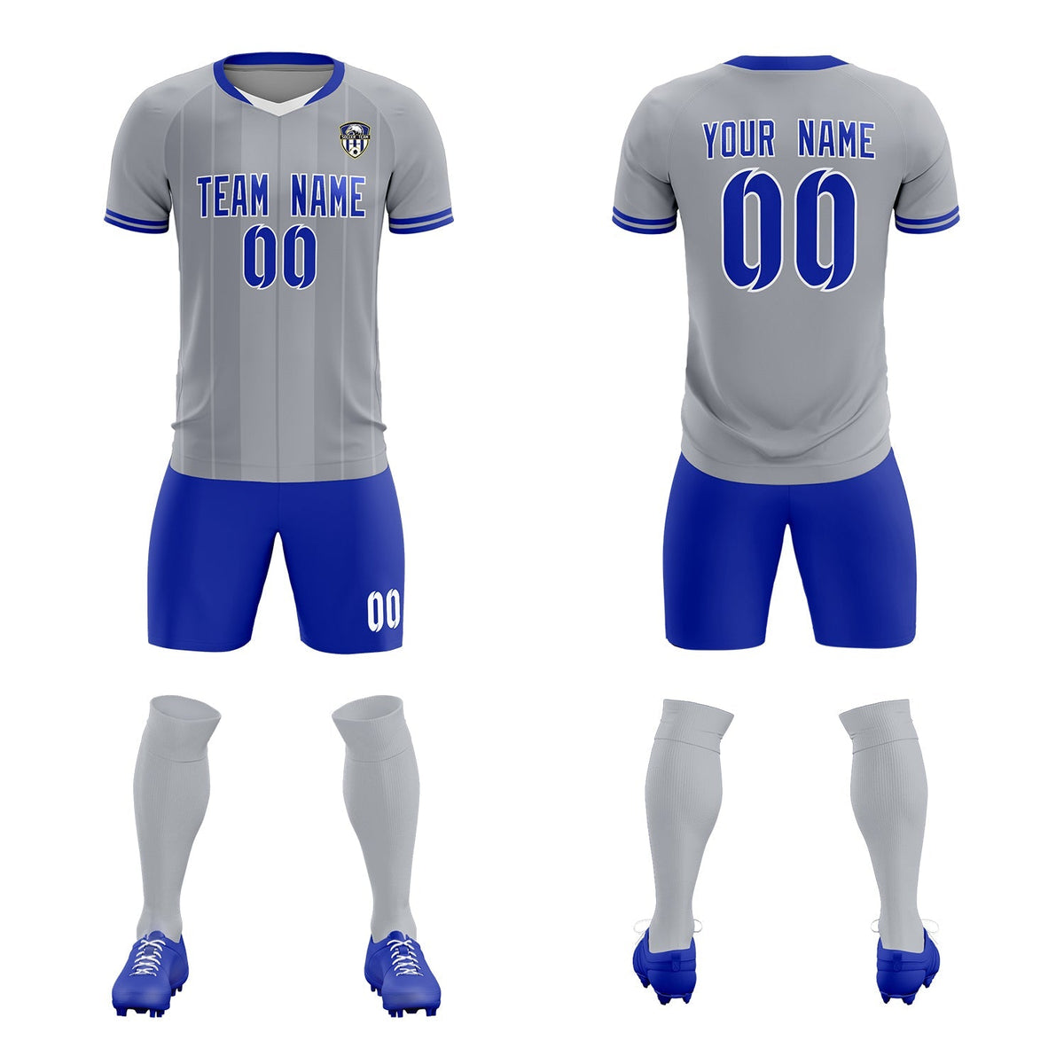 Custom Gray Classic Striped Personalized Soccer Tops/Sets Jersey