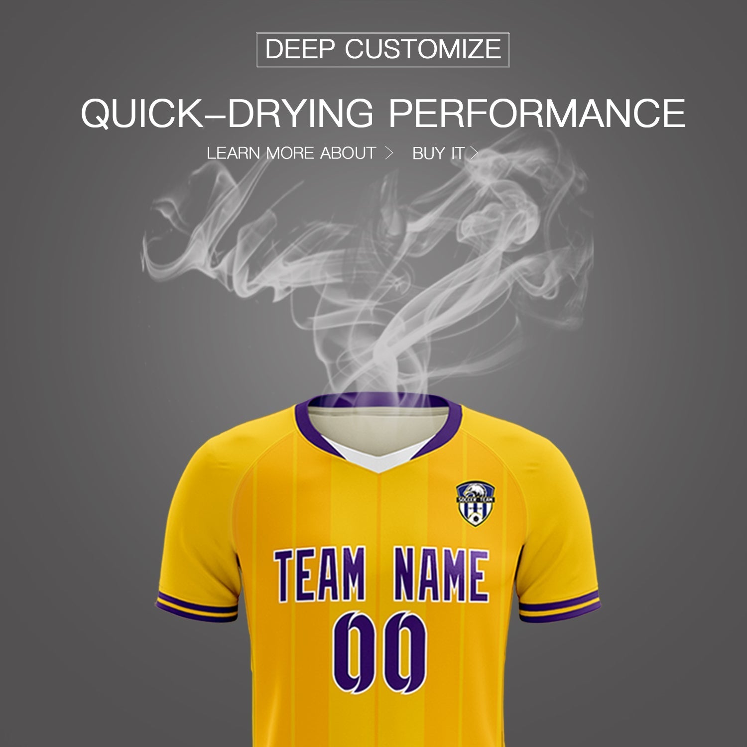 Custom Gold Classic Striped Personalized Soccer Tops/Sets Jersey