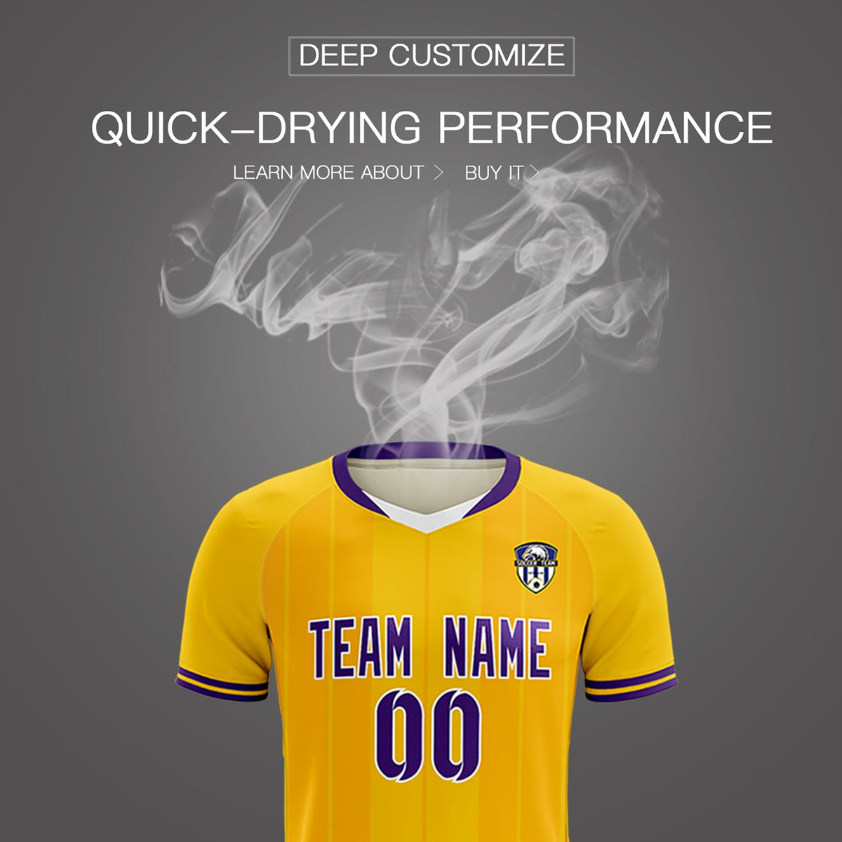 Custom Gold Classic Striped Personalized Soccer Tops/Sets Jersey