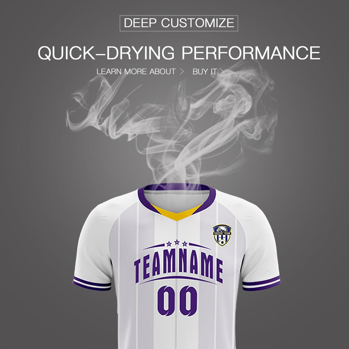 Custom White Classic Striped Personalized Soccer Tops/Sets Jersey
