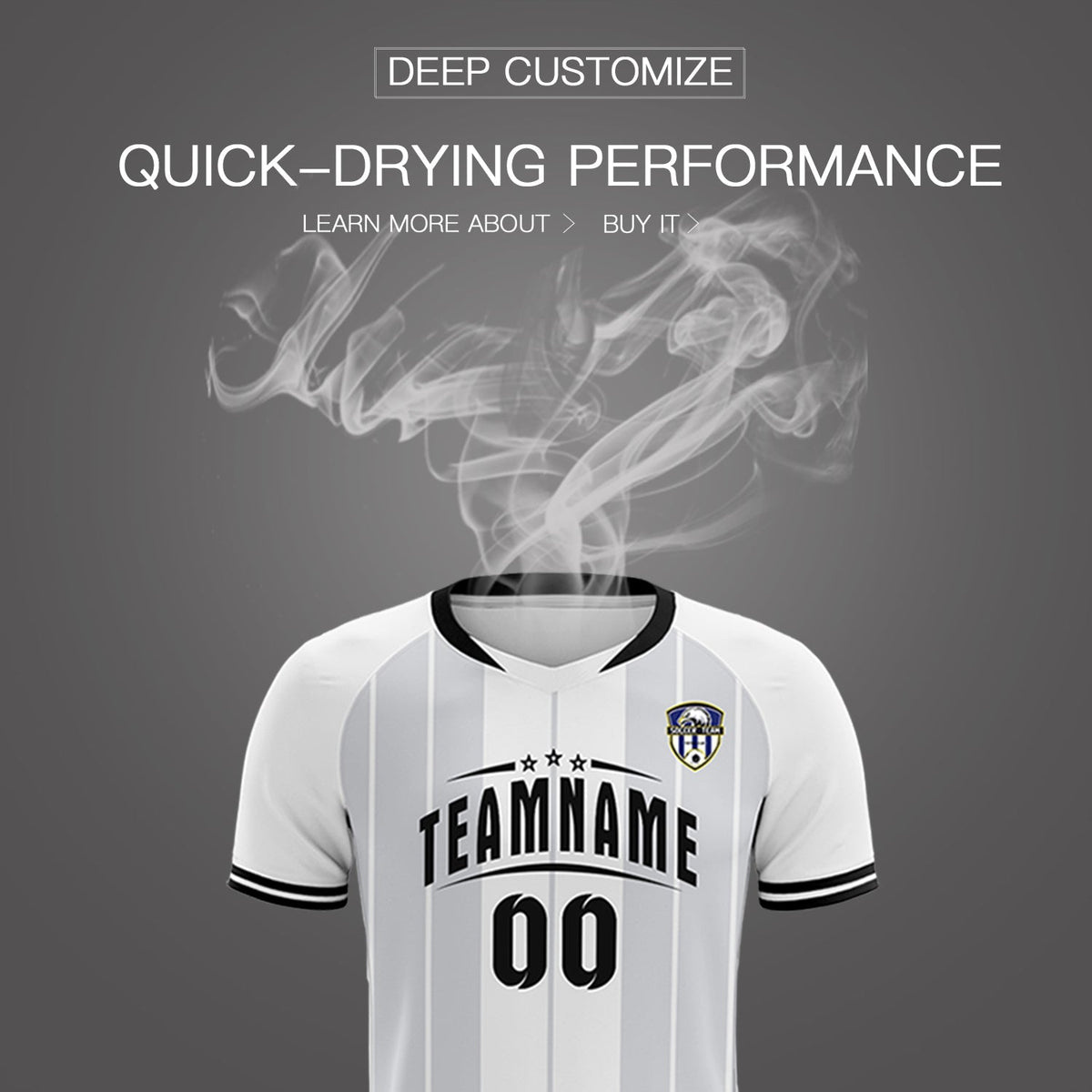 Custom White Classic Striped Personalized Soccer Tops/Sets Jersey