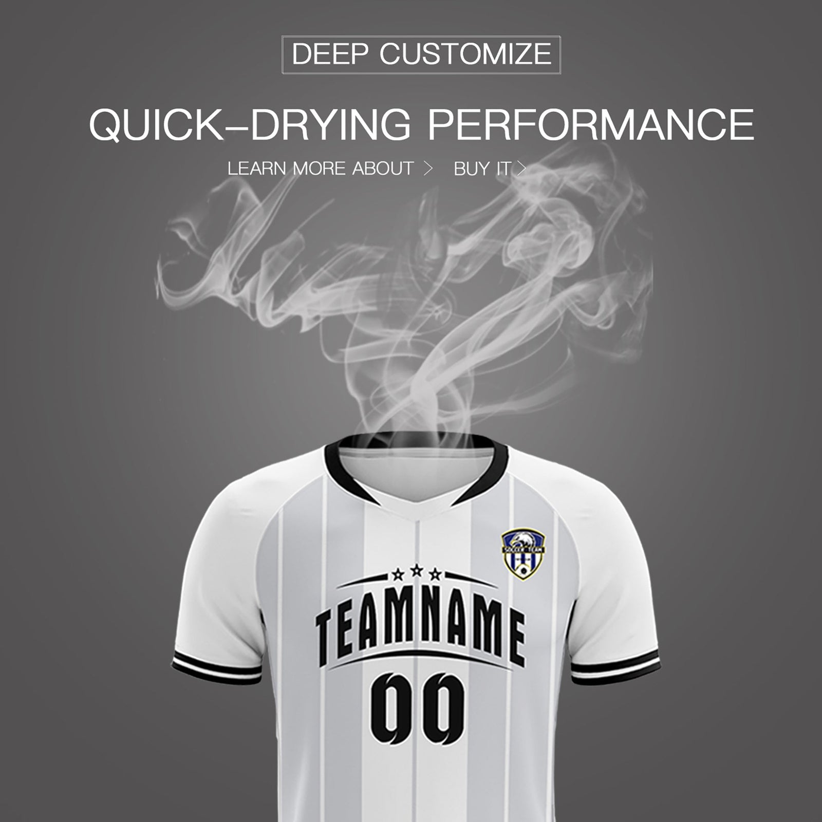 Custom White Classic Striped Personalized Soccer Tops/Sets Jersey