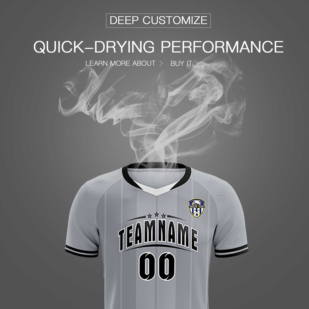 Custom Gray Classic Striped Personalized Soccer Tops/Sets Jersey