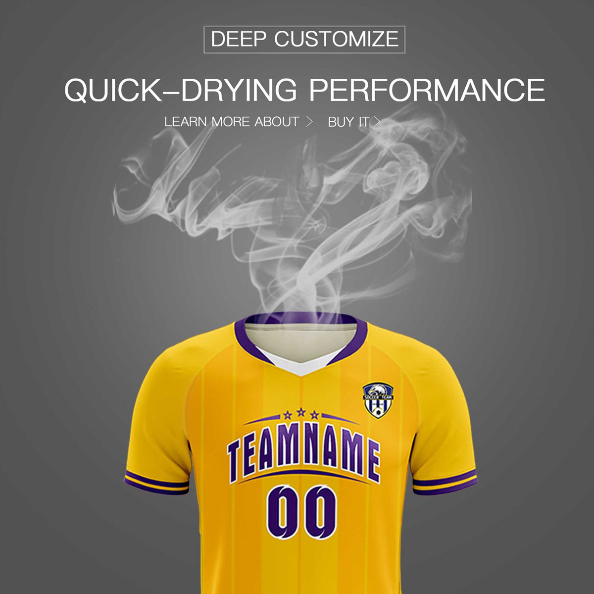Custom Gold Classic Striped Personalized Soccer Tops/Sets Jersey