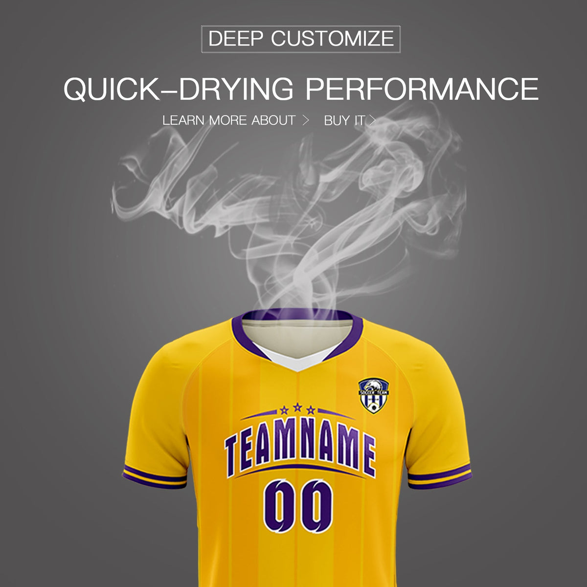 Custom Gold Classic Striped Personalized Soccer Tops/Sets Jersey