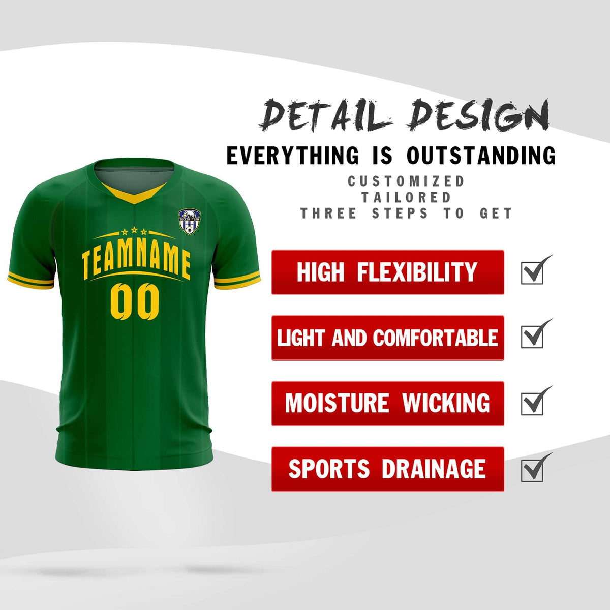 Custom Kelly Green Classic Striped Personalized Soccer Tops/Sets Jersey