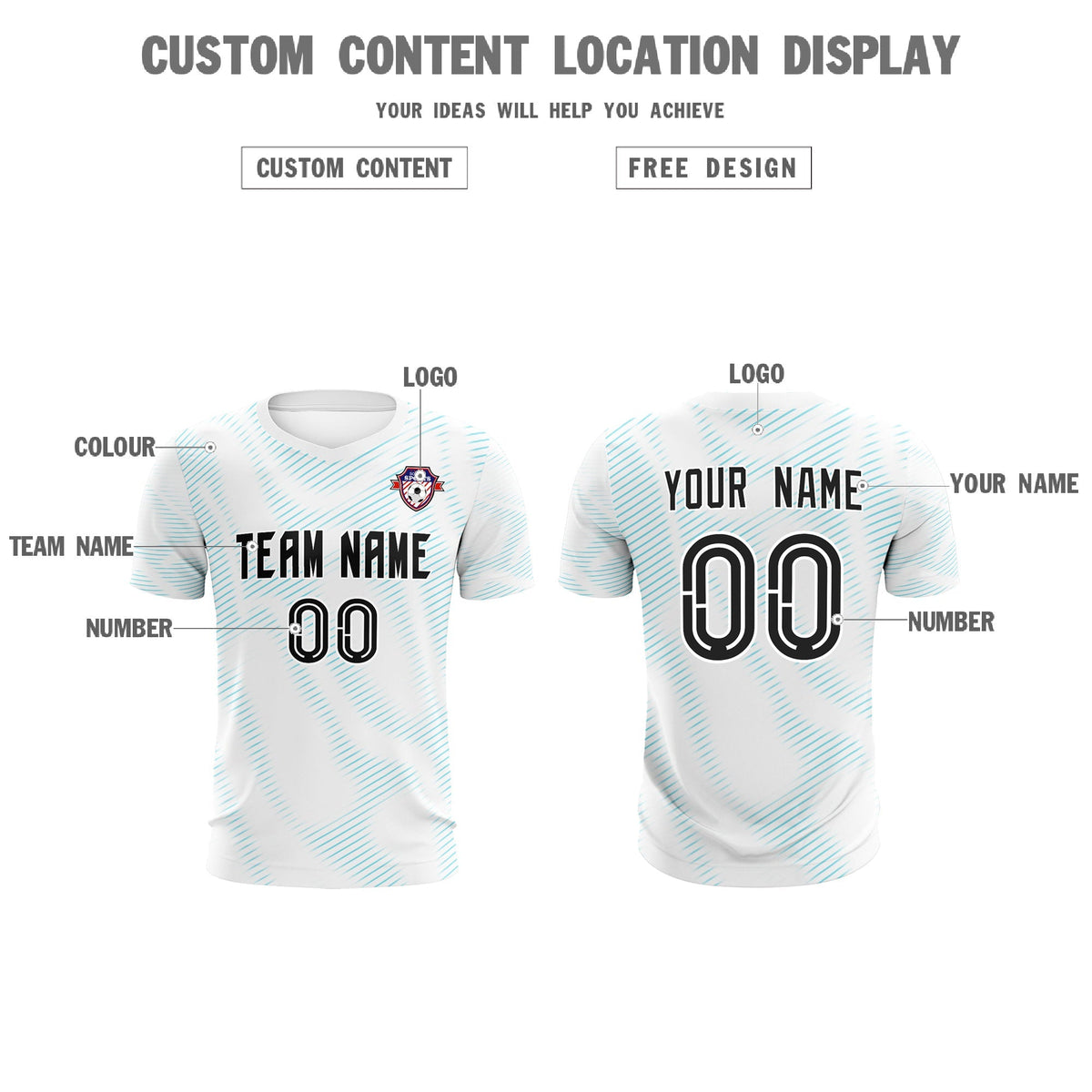 Custom White Sky Blue Training Uniform For Men Football Sets Jersey