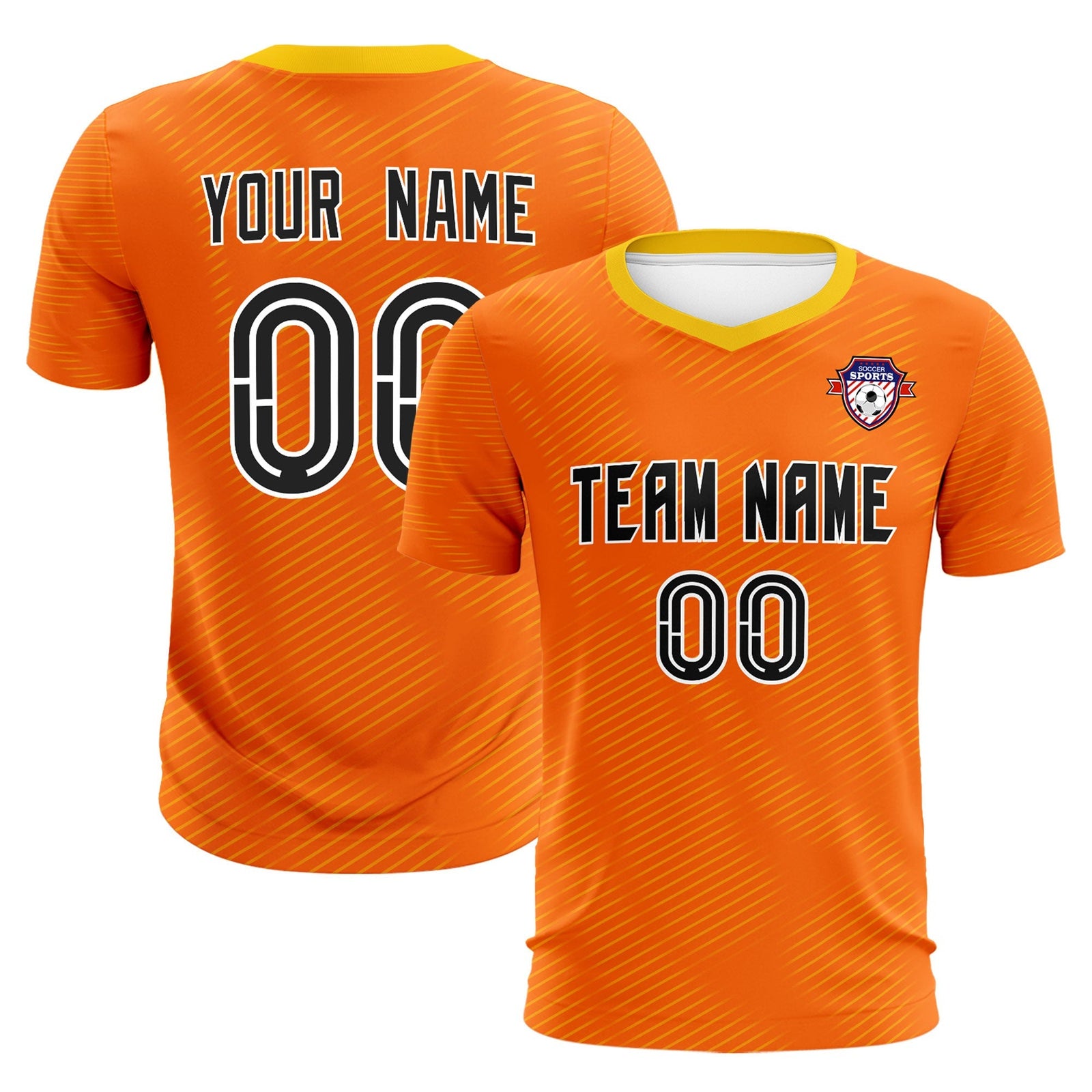 Custom Orange Gold Training Uniform For Men Soccer Sets Jersey