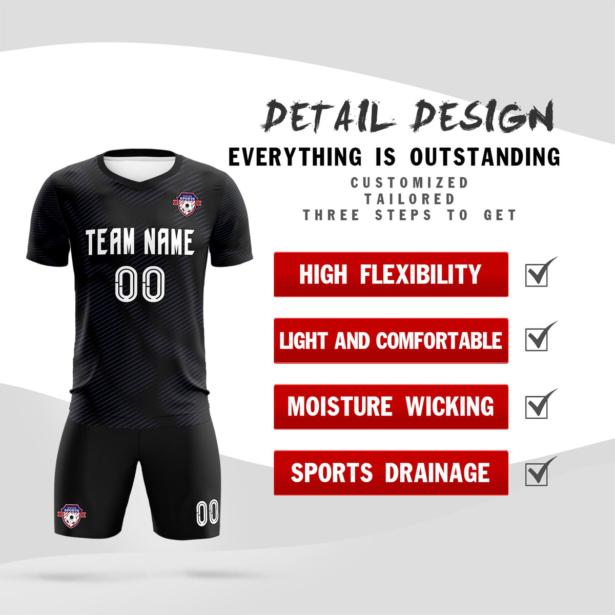 Custom Black Purple Training Uniform For Men Soccer Sets Jersey