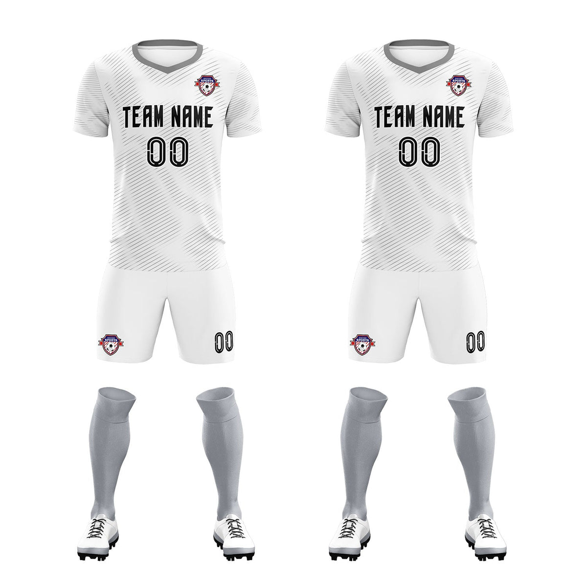 Custom White Gray Training Uniform For Men Football Sets Jersey