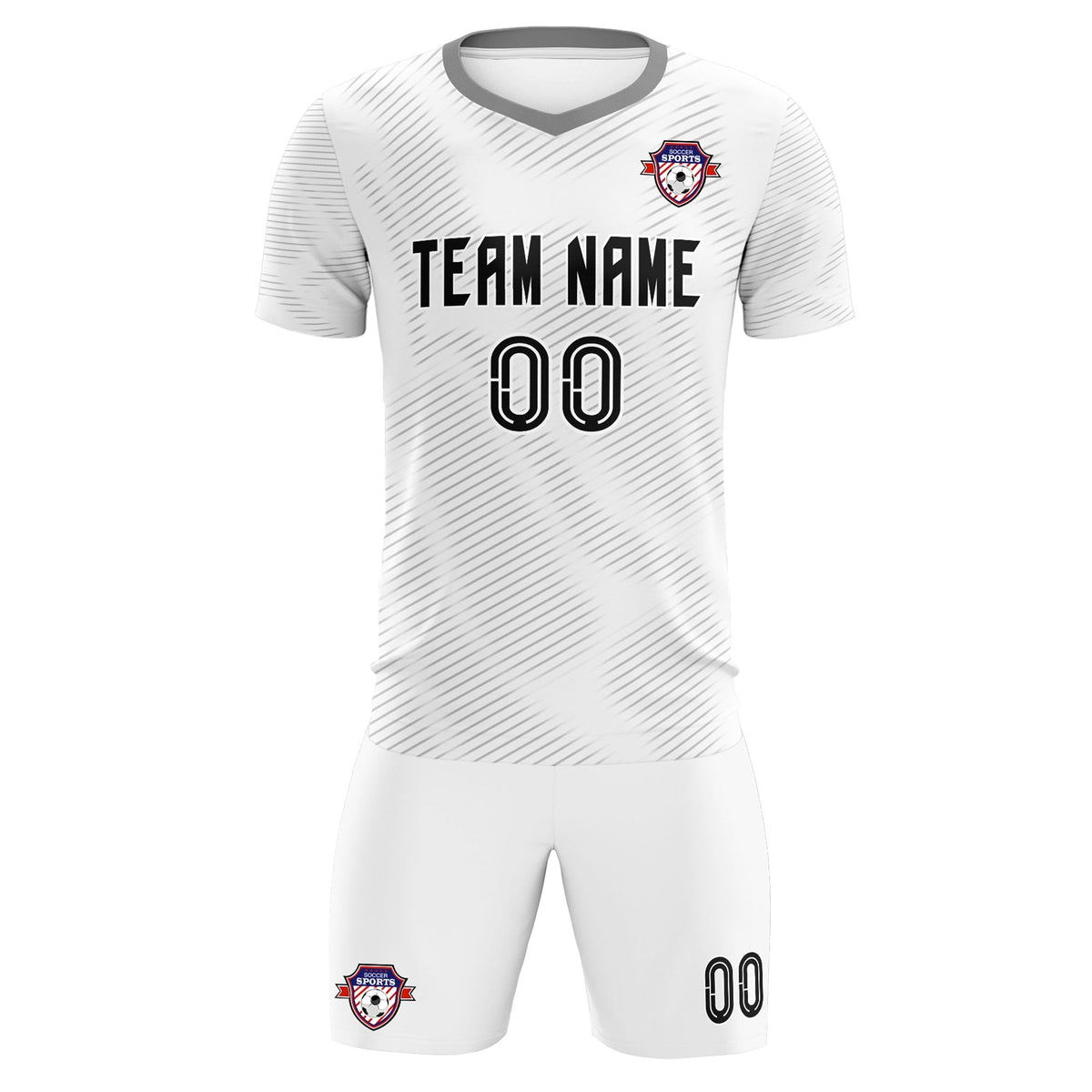 Custom White Gray Training Uniform For Men Football Sets Jersey