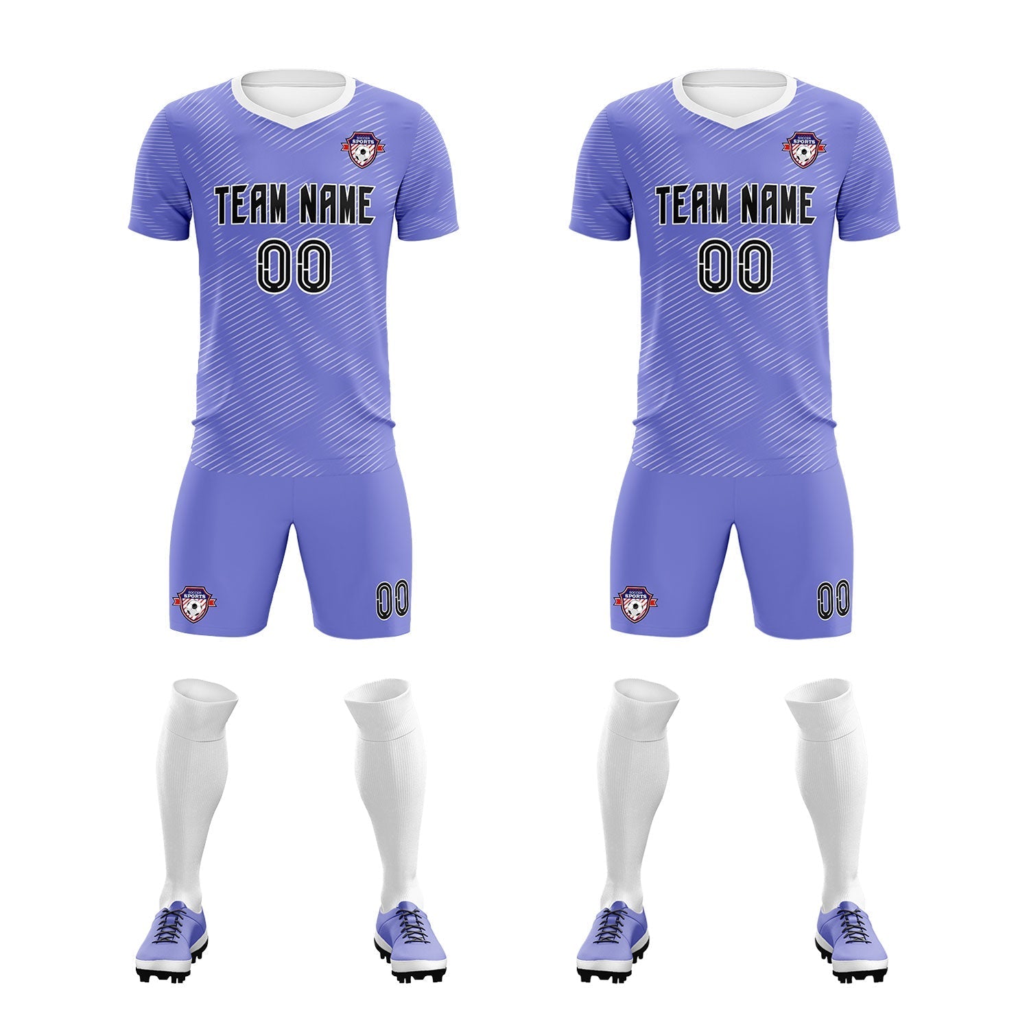 Custom Light Purple White Training Uniform For Men Football Sets Jersey