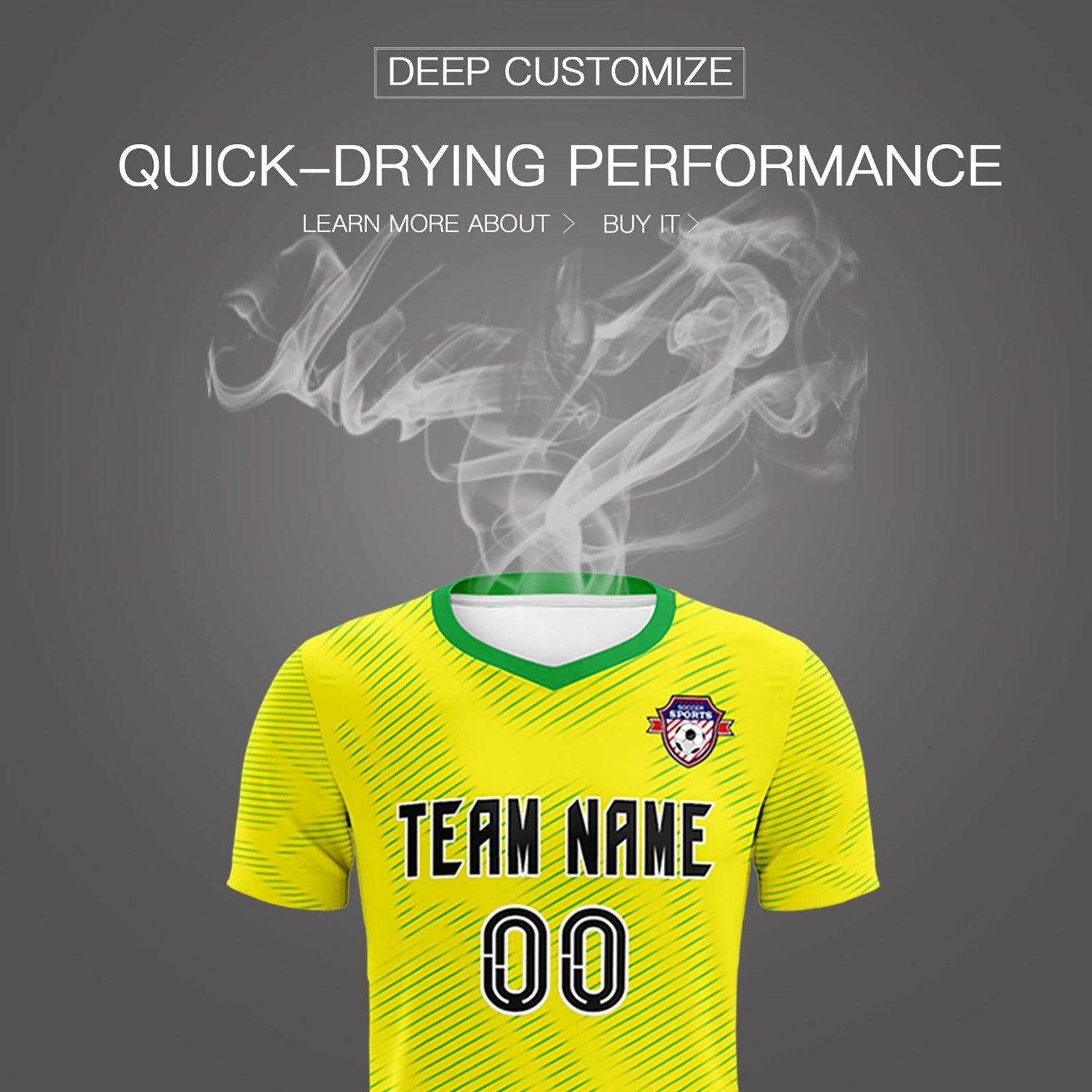 Custom Gold Kelly Green Training Uniform For Men Football Sets Jersey