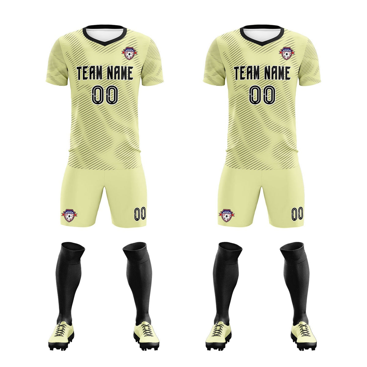 Custom Cream Black Training Uniform For Men Football Sets Jersey