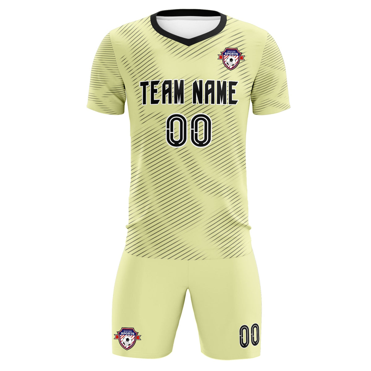 Custom Cream Black Training Uniform For Men Football Sets Jersey