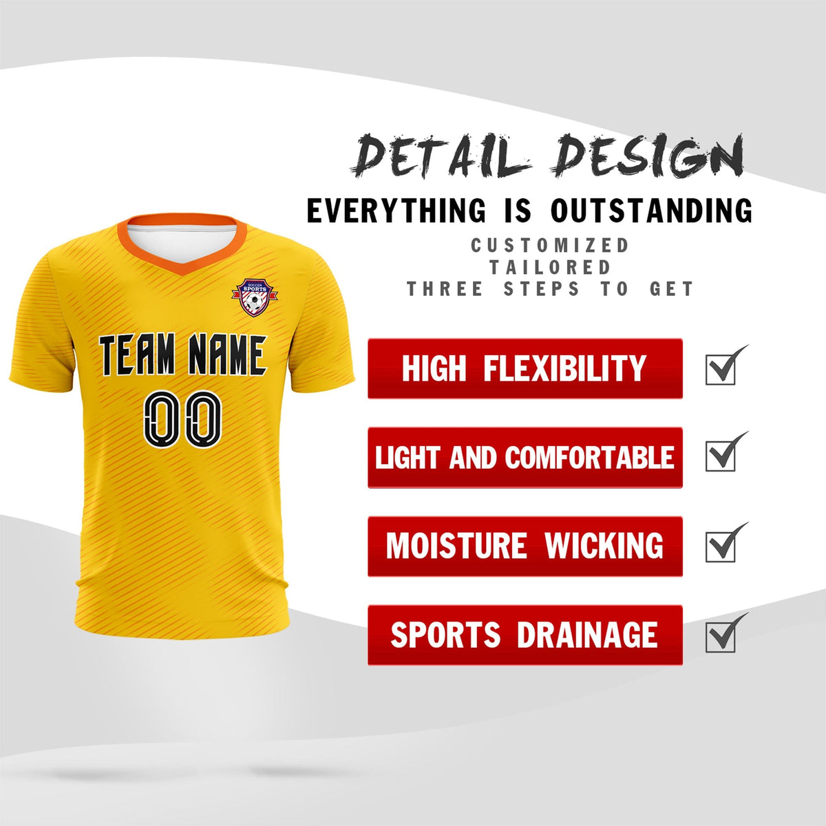 Custom Yellow Orange Training Uniform For Men Football Sets Jersey