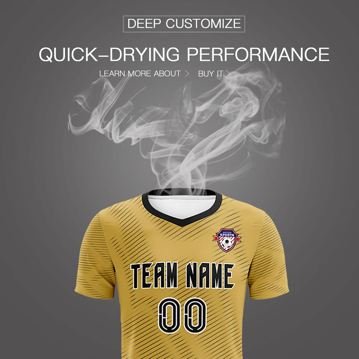 Custom Old Gold Black Training Uniform For Men Football Sets Jersey