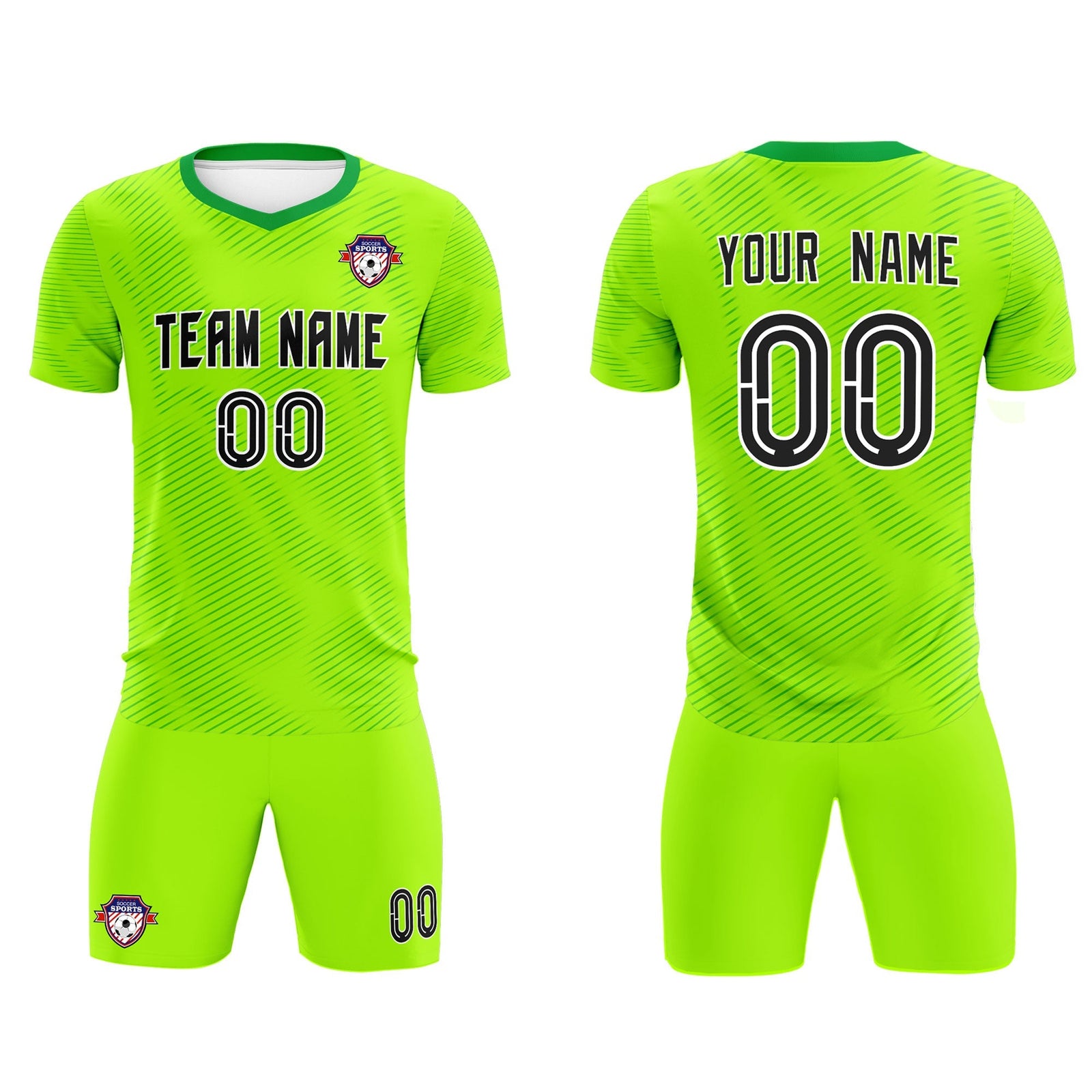 Custom Neon Green Kelly Green Training Uniform For Men Soccer Sets Jersey
