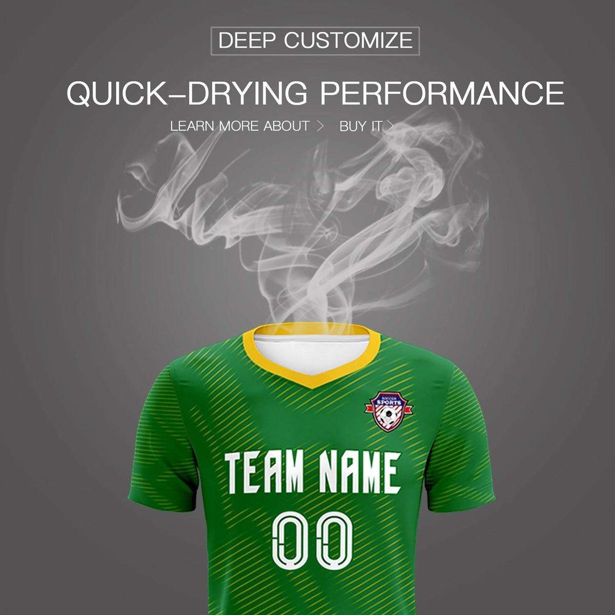 Custom Kelly Green Yellow Training Uniform For Men Football Sets Jersey