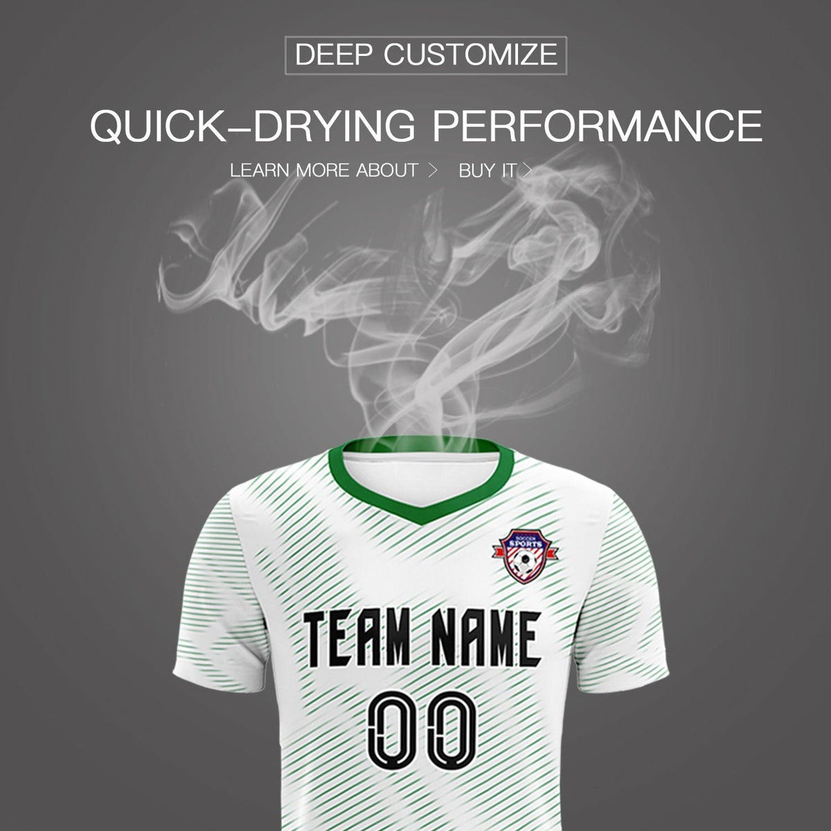 Custom White Kelly Green Training Uniform For Men Football Sets Jersey