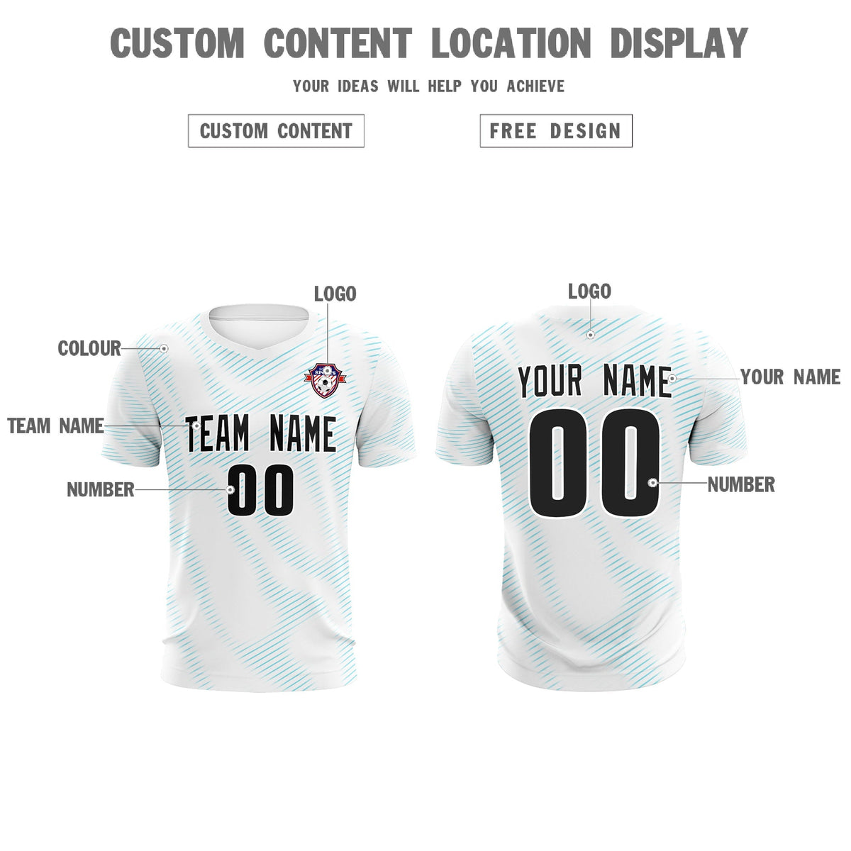 Custom White Sky Blue Training Uniform For Men Football Sets Jersey