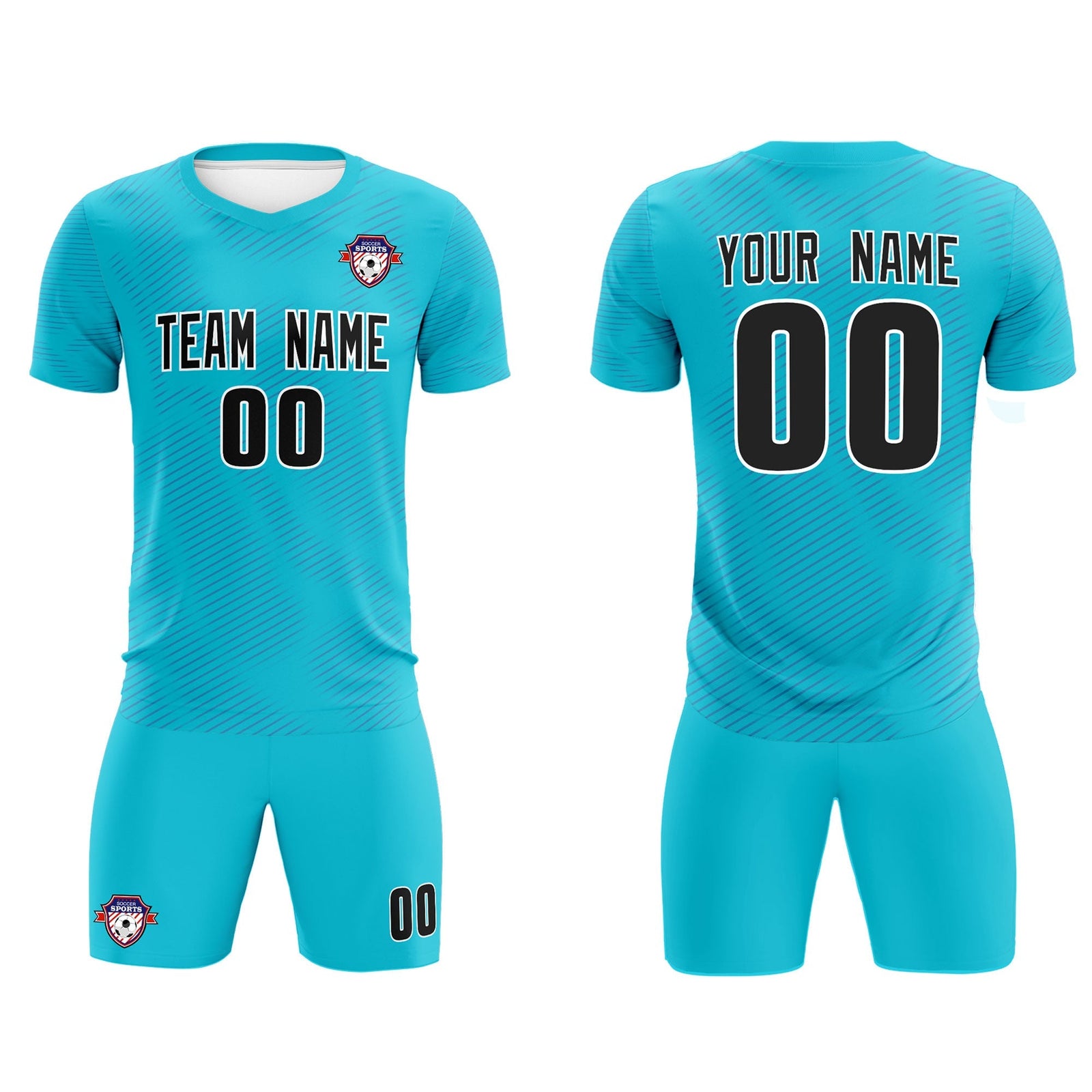 Custom Sky Blue Royal Training Uniform For Men Soccer Sets Jersey