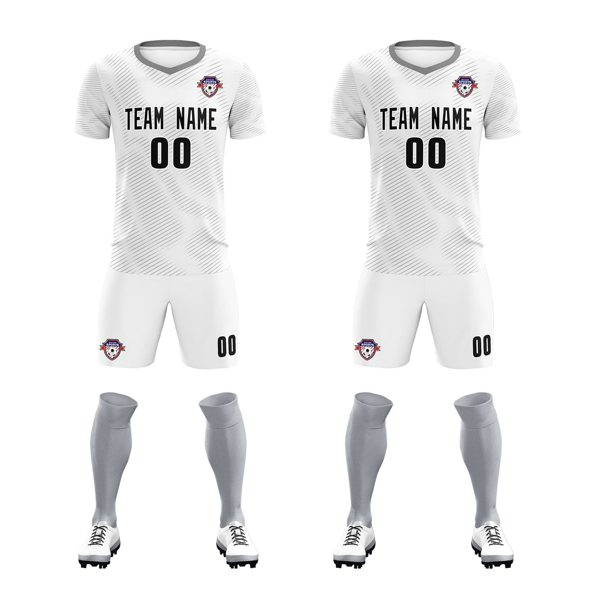 Custom White Gray Training Uniform For Men Football Sets Jersey