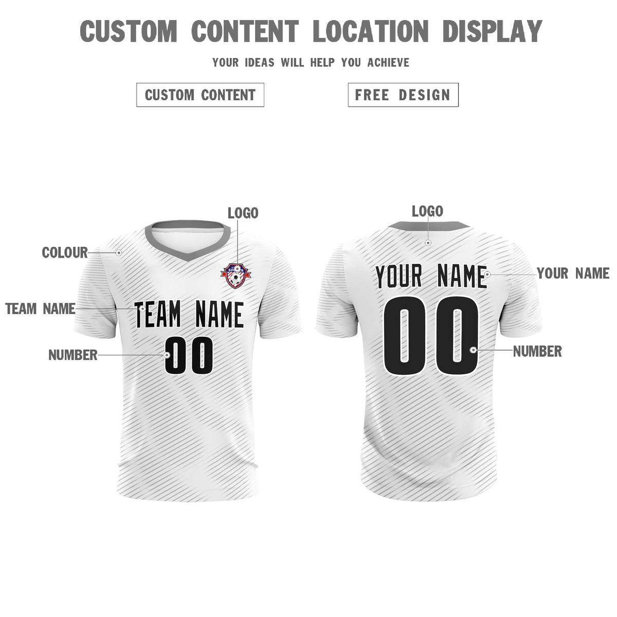 Custom White Gray Training Uniform For Men Football Sets Jersey
