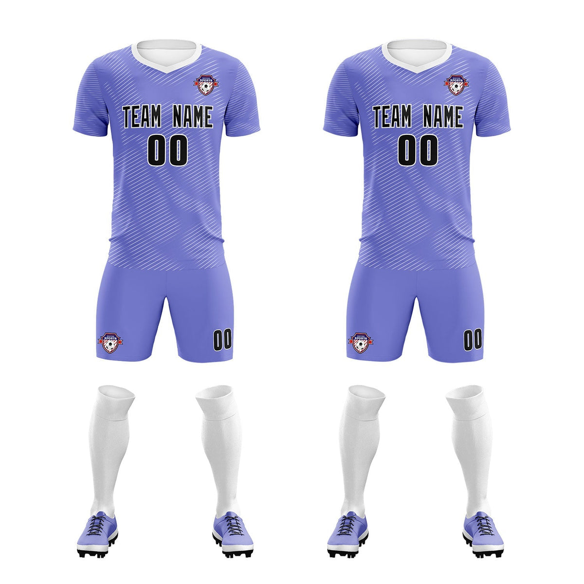 Custom Light Purple White Training Uniform For Men Football Sets Jersey