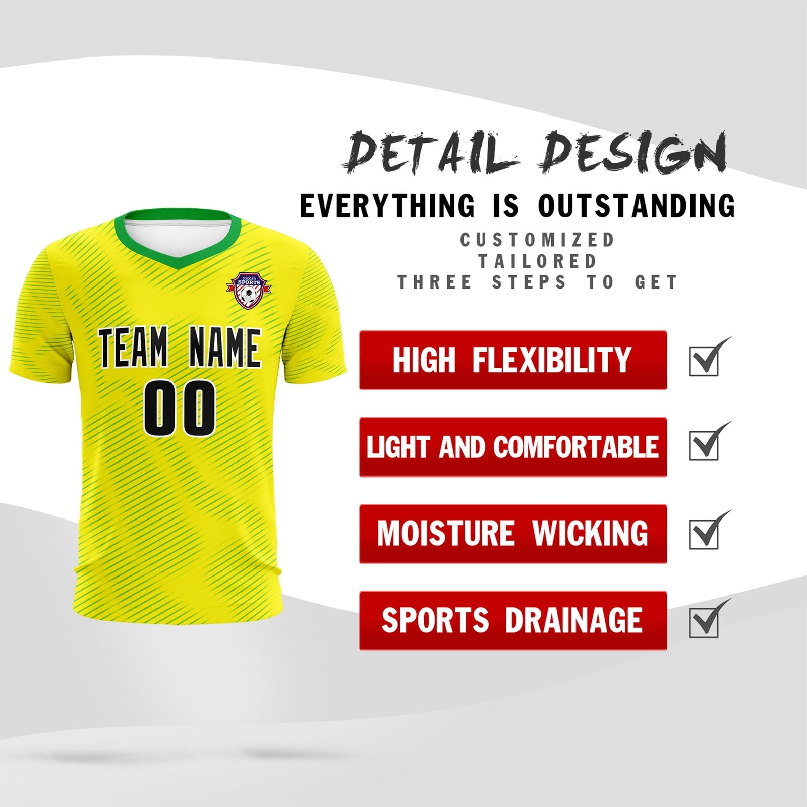 Custom Gold Kelly Green Training Uniform For Men Football Sets Jersey