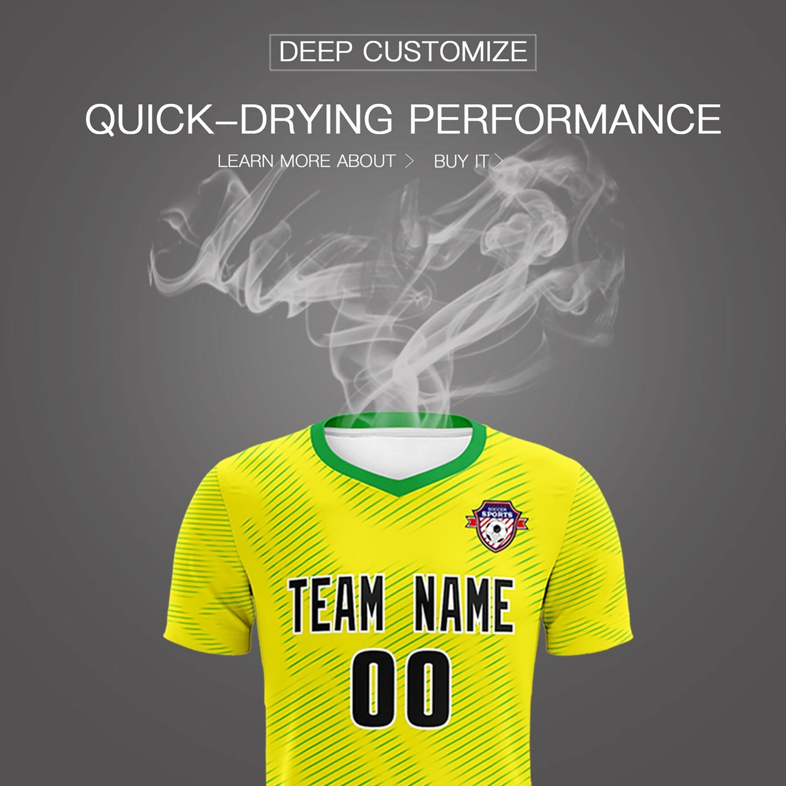 Custom Gold Kelly Green Training Uniform For Men Soccer Sets Jersey